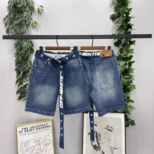 OFF-Whlte Lettering denim shorts#29