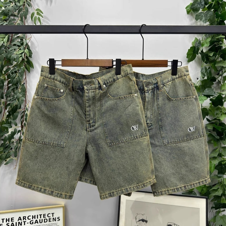 OFF-Whlte Lettering denim shorts#26