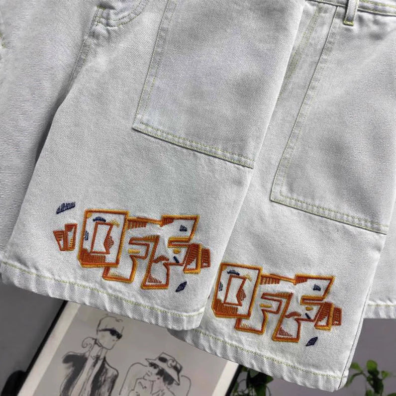 OFF-Whlte Lettering denim shorts#30