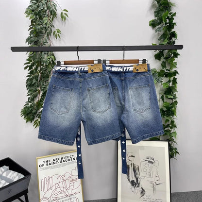 OFF-Whlte Lettering denim shorts#29