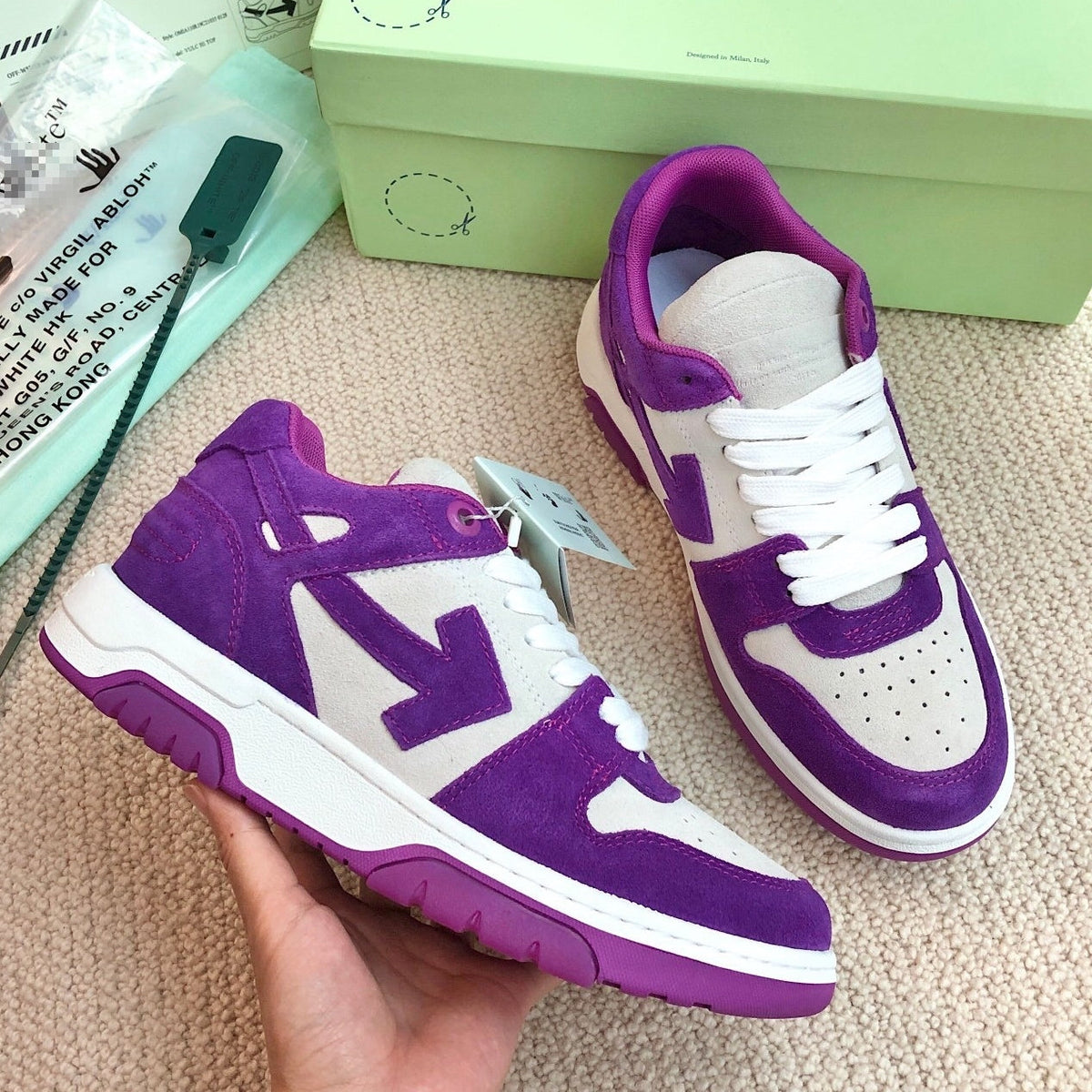 OFF-Whlte Genuine Leather Sneakers#68